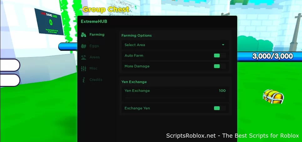 Anime Simulator X script - ExtremeHUB GUI Menu