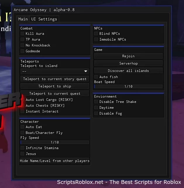 Arcane Odyssey Roblox Script: God Mode, Teleports & More