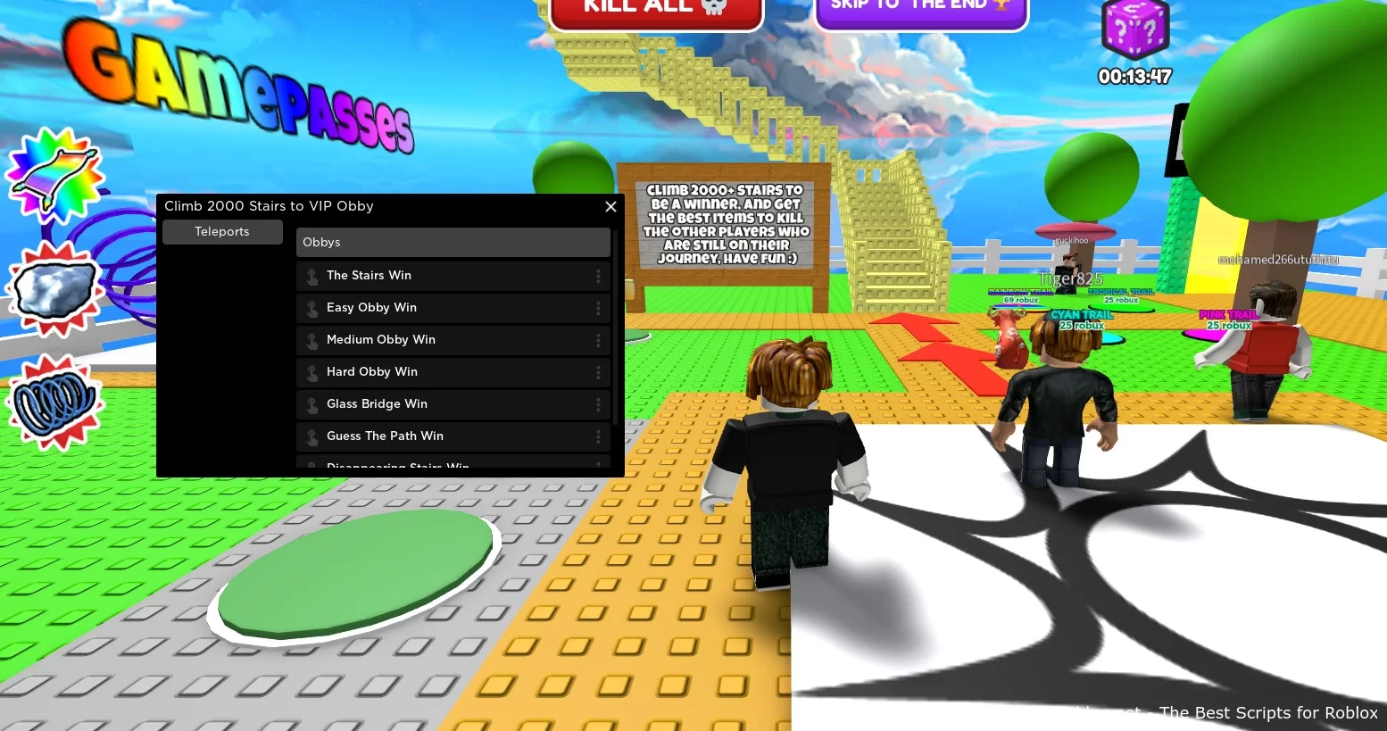 Climb 2000 Stairs to VIP Obby Script: Teleports