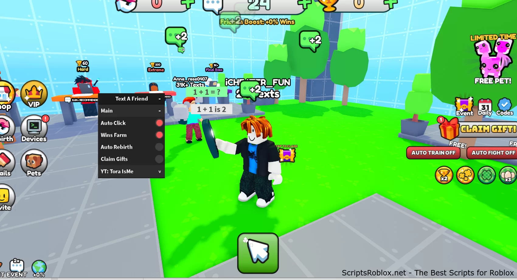 Text A Friend Script: Wins Farm, Auto Click & More