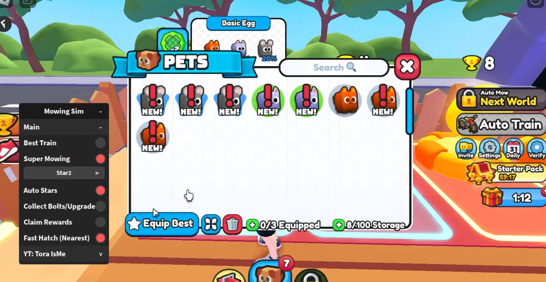 Mowing Simulator Script: Super Mowing, TP to Best Train, Auto Stars