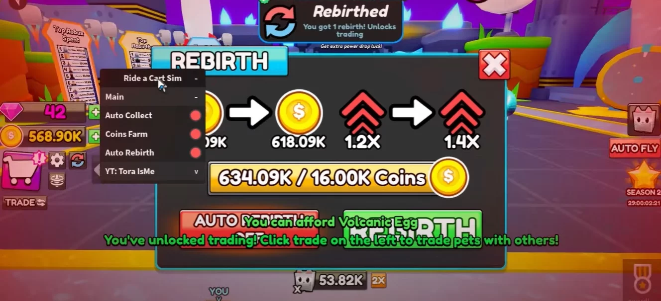 Ride a Cart Simulator Script Mobile: Auto Collect, Coins Farm & More