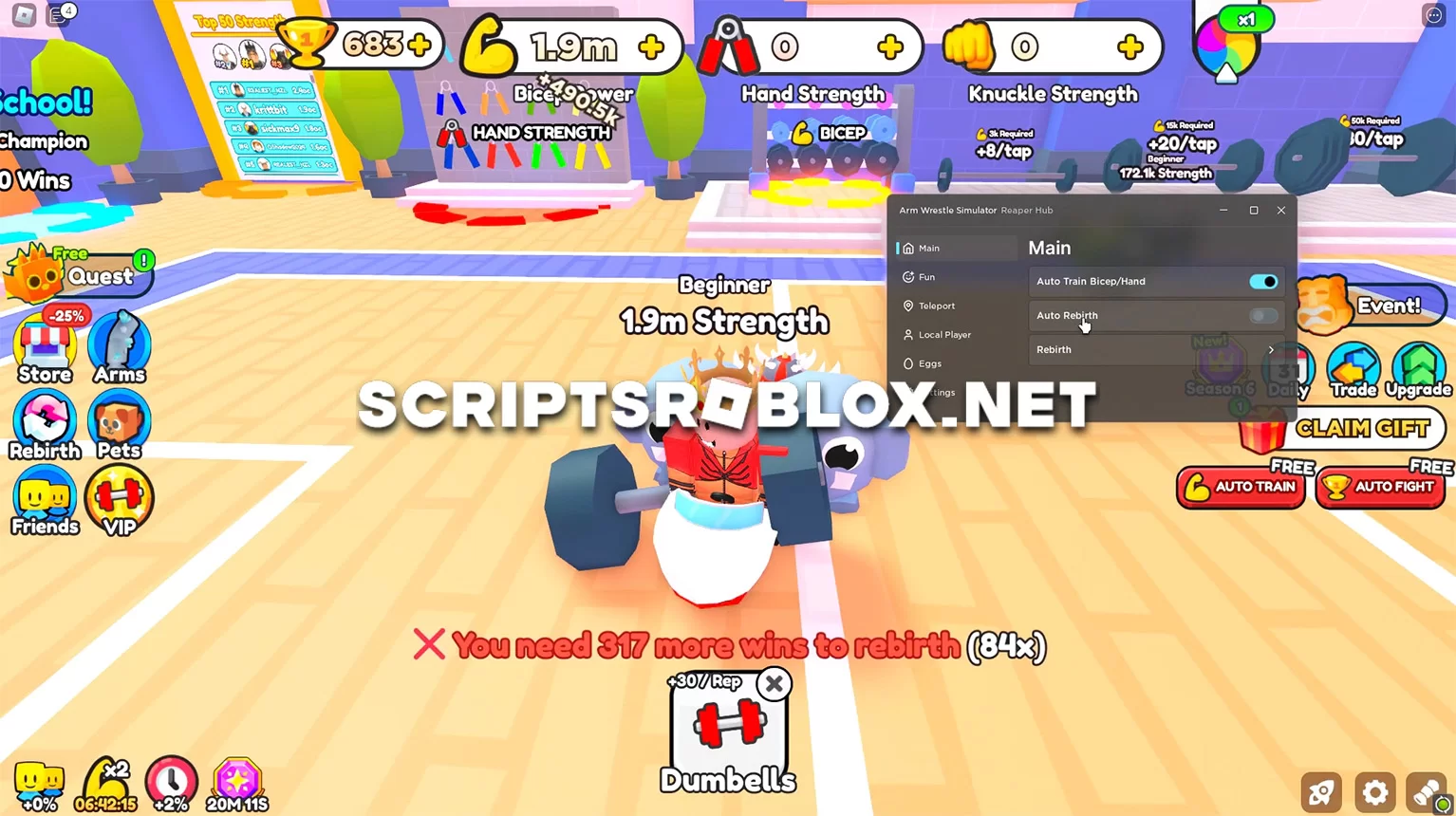 Arm Wrestle Simulator Script - Instant Win, Auto Farm (Hunt Event)