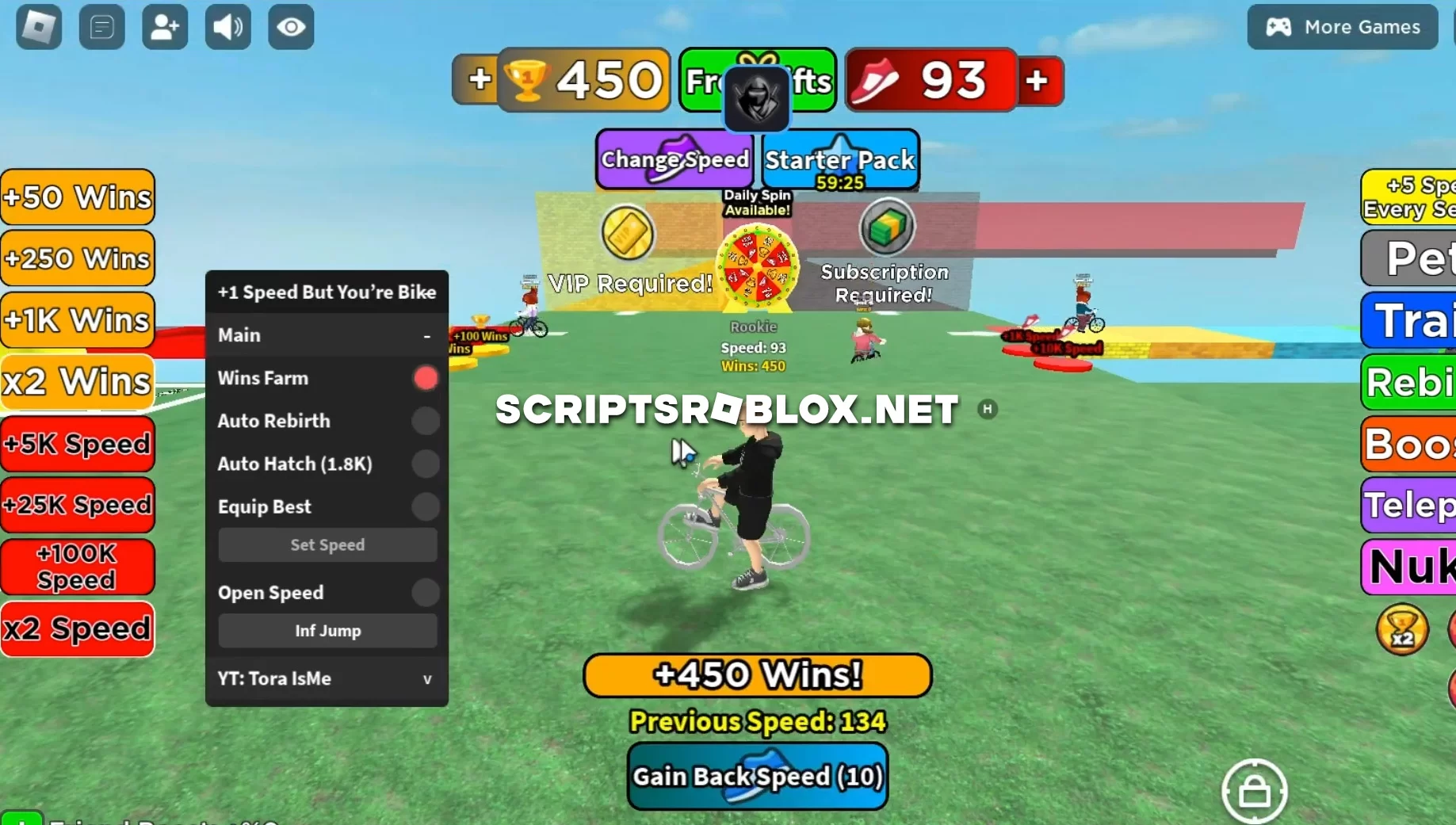 Every Second You Get +1 Speed But You’re On a Bike Script - Auto Farm