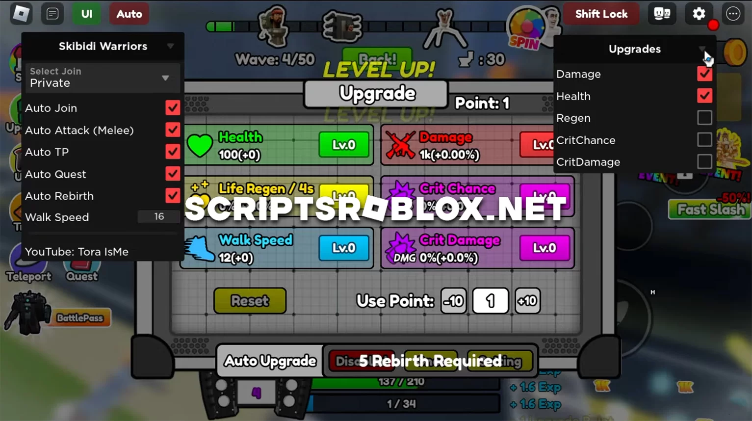 Skibidi Warriors Script: Auto Farm, Upgrades & More