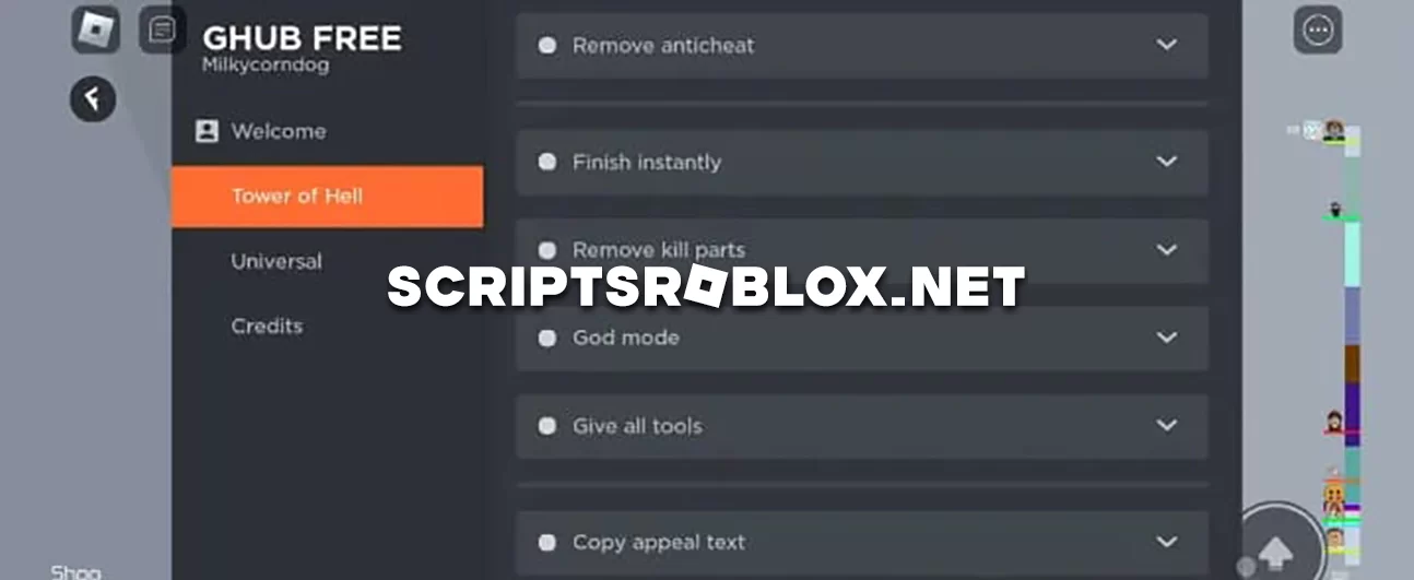 Tower of Hell Script (GHUB FREE): Finish Instantly, Remove Kill Parts