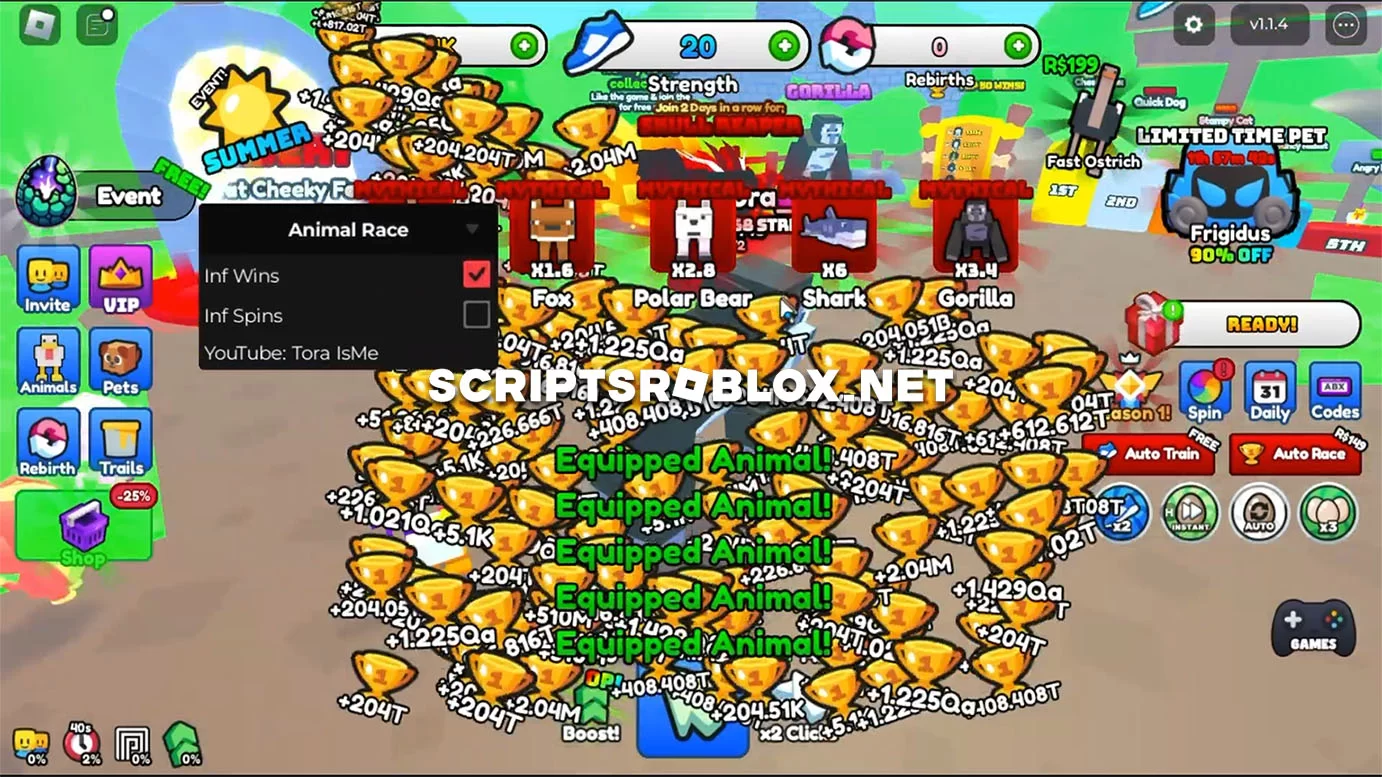 Animal Race Script: Infinite Strength, Infinite Wins