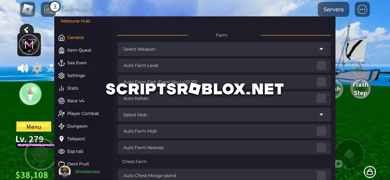 Blox Fruits Script (Matsune Hub): Fast Auto Farm, Teleports