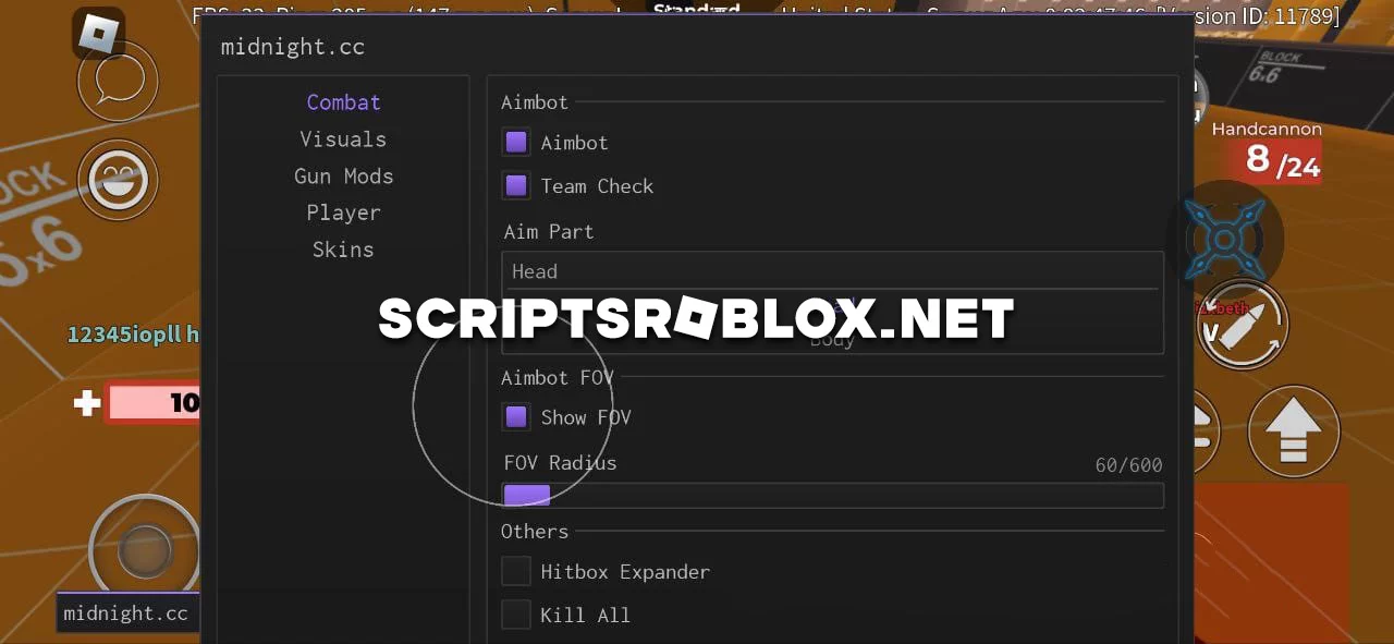Arsenal Mobile Script (midnight) - Aimbot, Esp, Gun Mods
