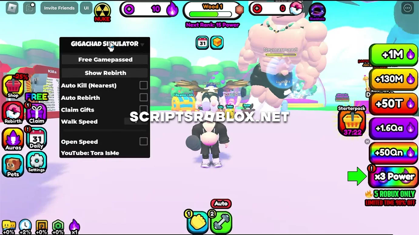 Gigachad Simulator Script: Auto Rebirth, Claim Gifts & More