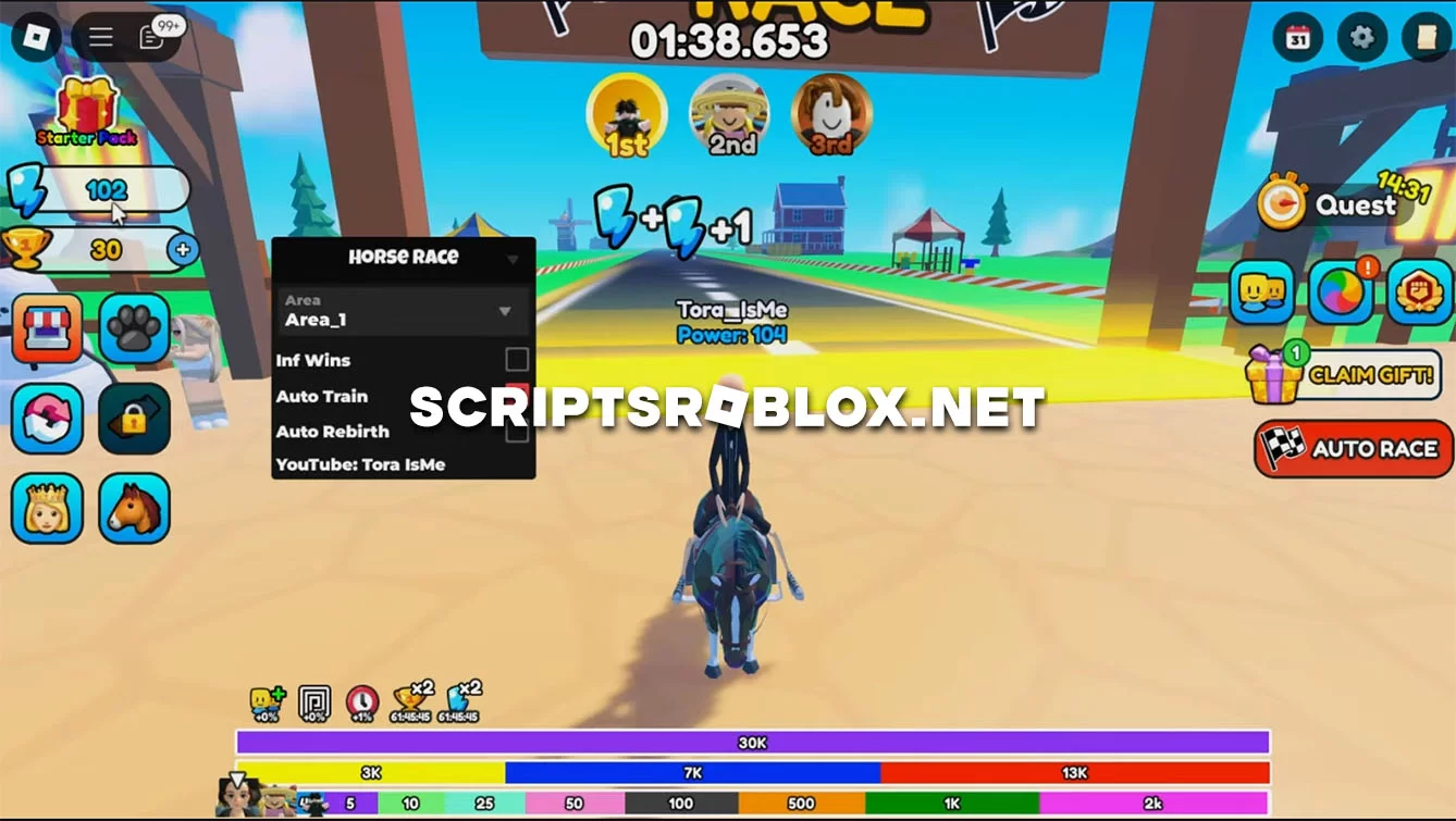 Horse Race Script: Infinite Wins, Auto Train, Auto Rebirth