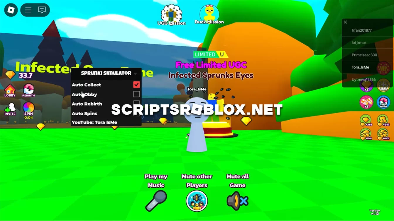 Sprunki Simulator Script: Auto Collect, Auto Rebirth, Auto Obby