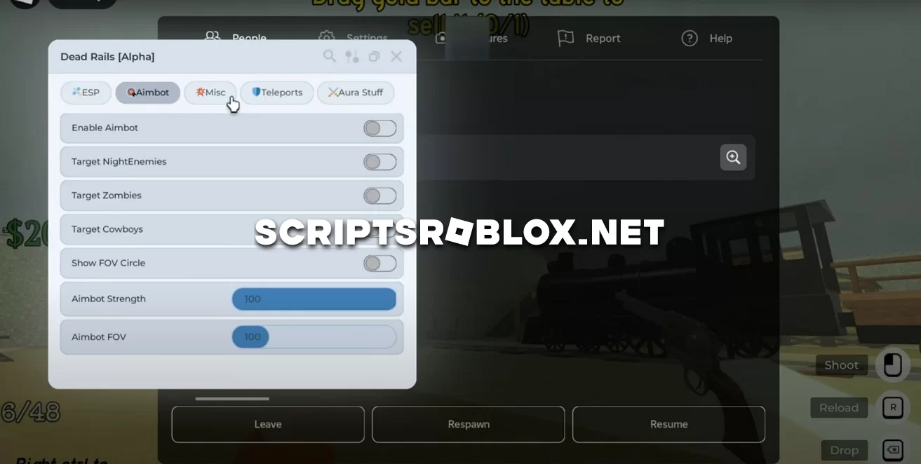 (NEW) Dead Rails Script: Esp, Aimbot, Aura Stuff, Teleports & More