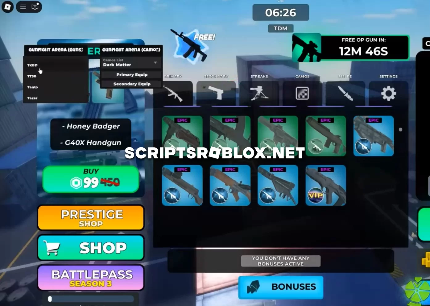 Gunfight Arena Script: Unlock All Weapons & Skins