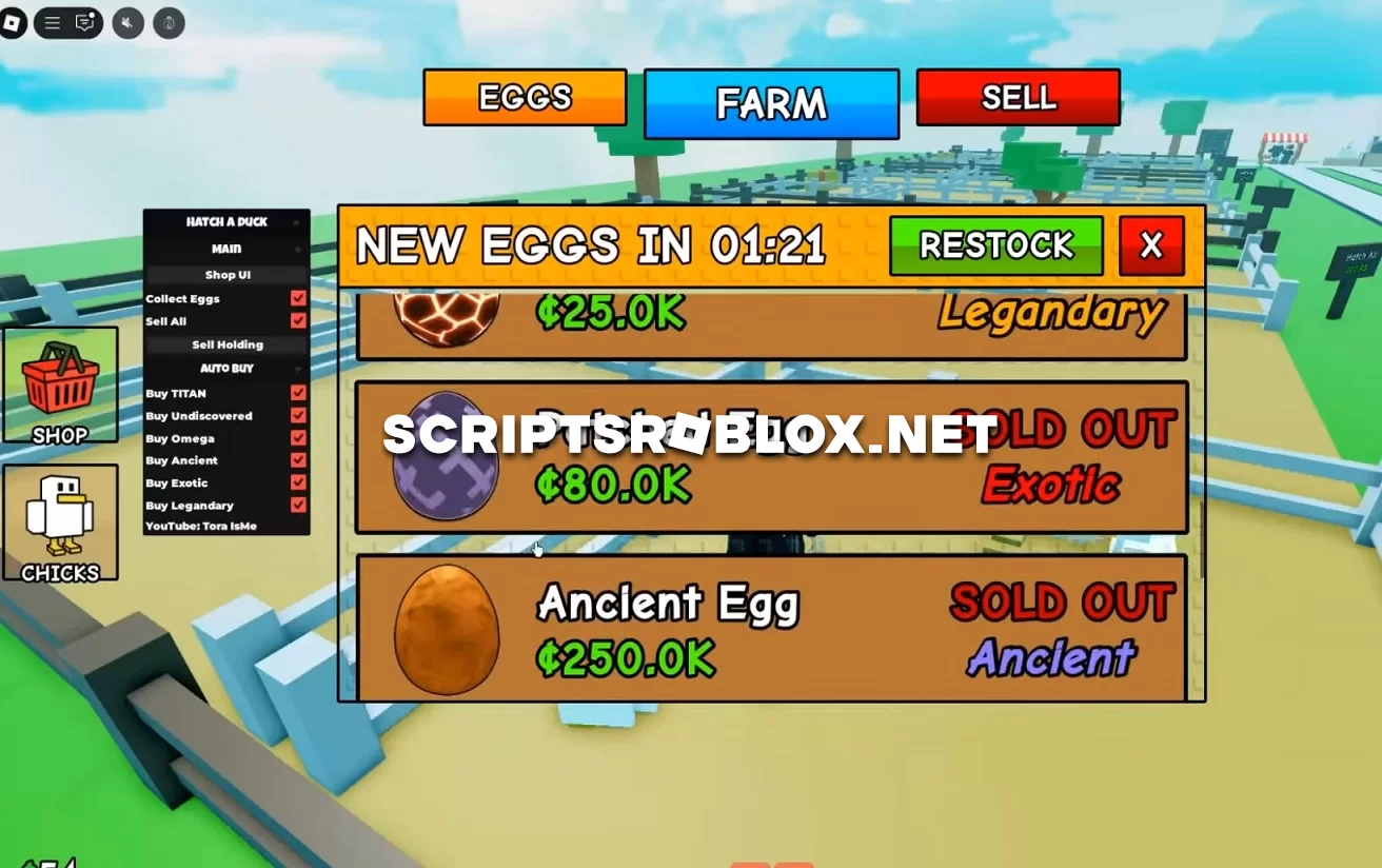 Hatch a Duck Script: Collect Eggs, Sell All, Auto Buy