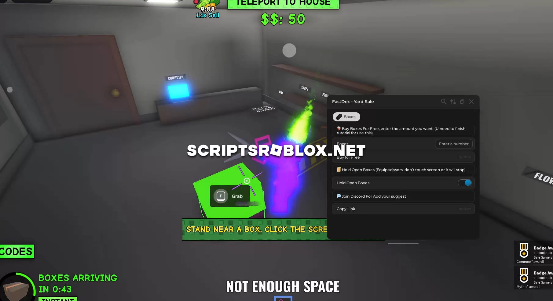 Yard Sale Script: Buy Free Boxes, Auto Open Boxes & More