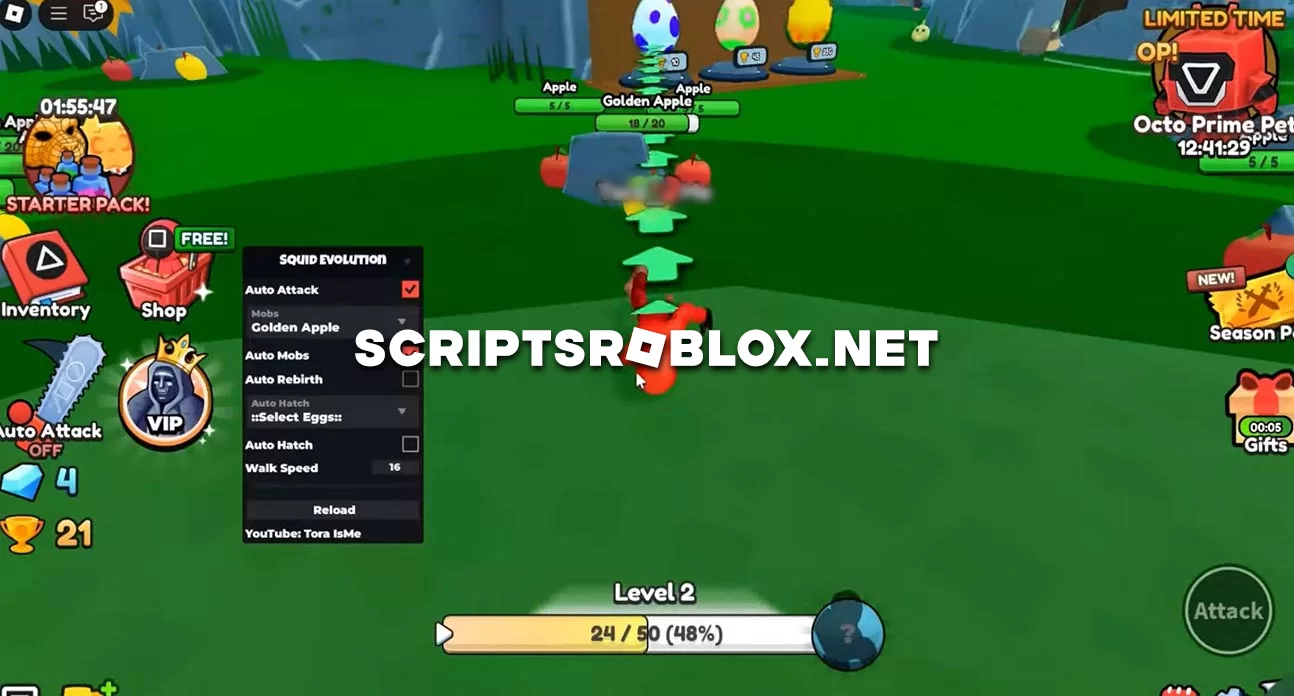 Squid Evolution Script: Auto Attack, Auto Mobs, Auto Rebirth & More