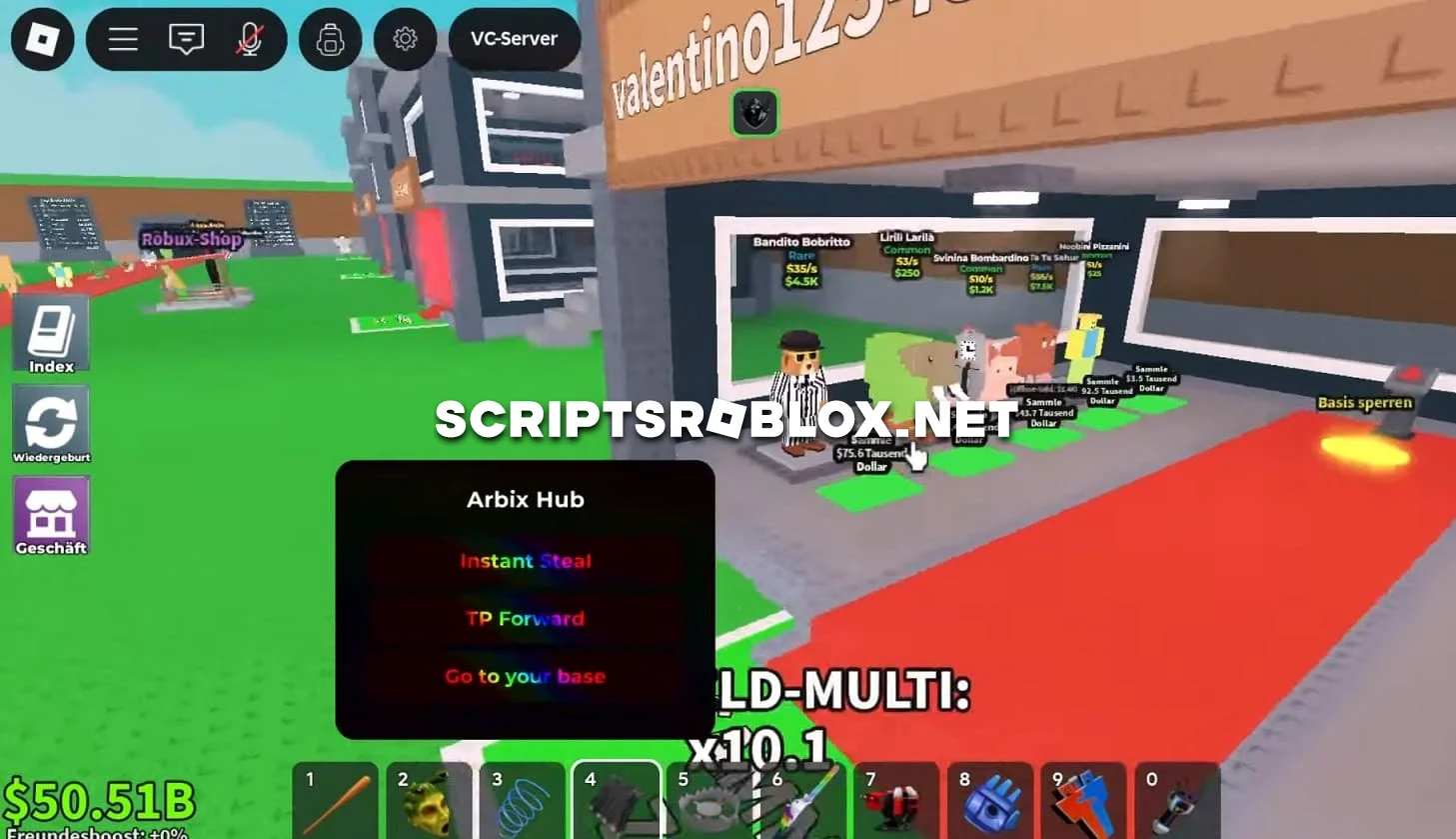 Steal a Brainrot Script GUI (Arbix Hub) - Instant Steal & More Features