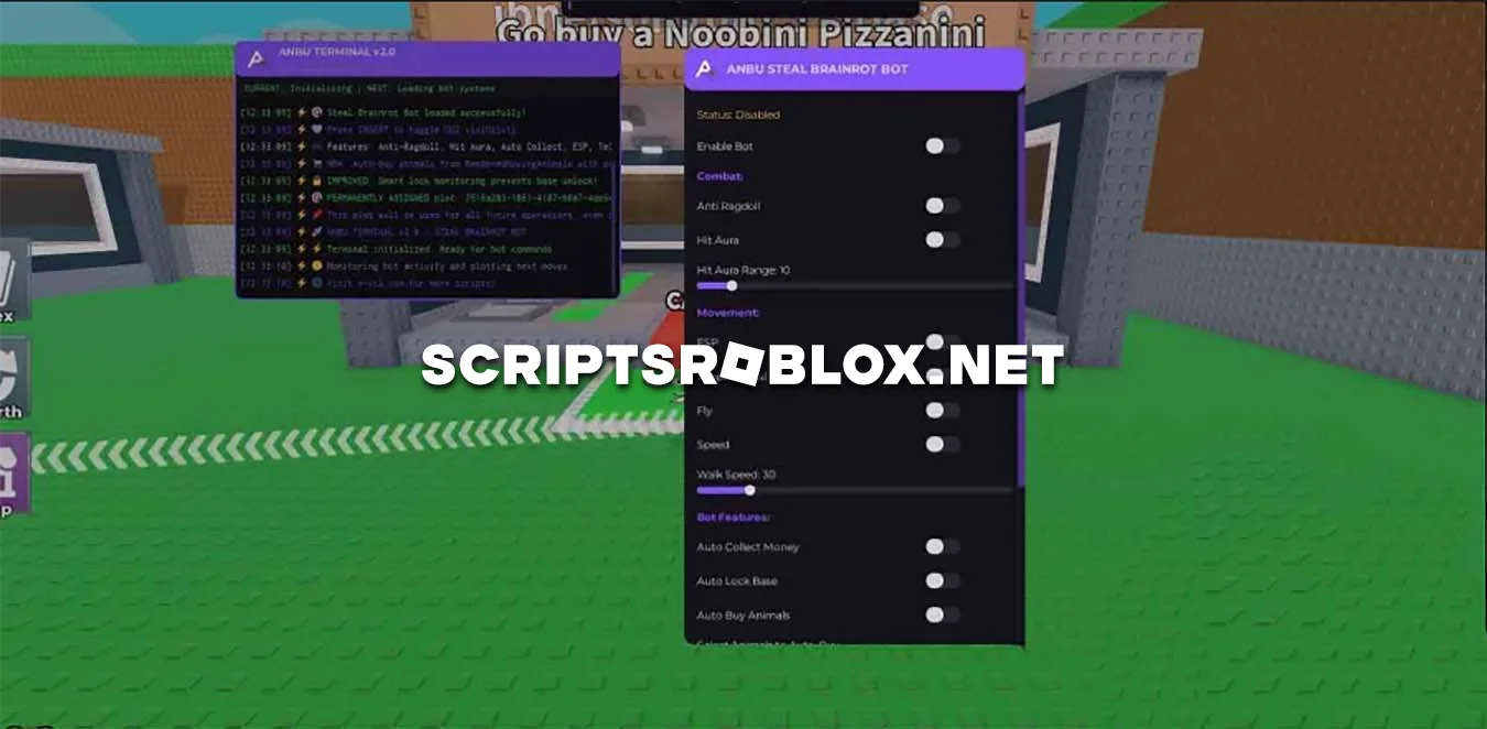 Roblox Steal a Brainrot Script - Hit Aura, Anti Ragdoll, Esp