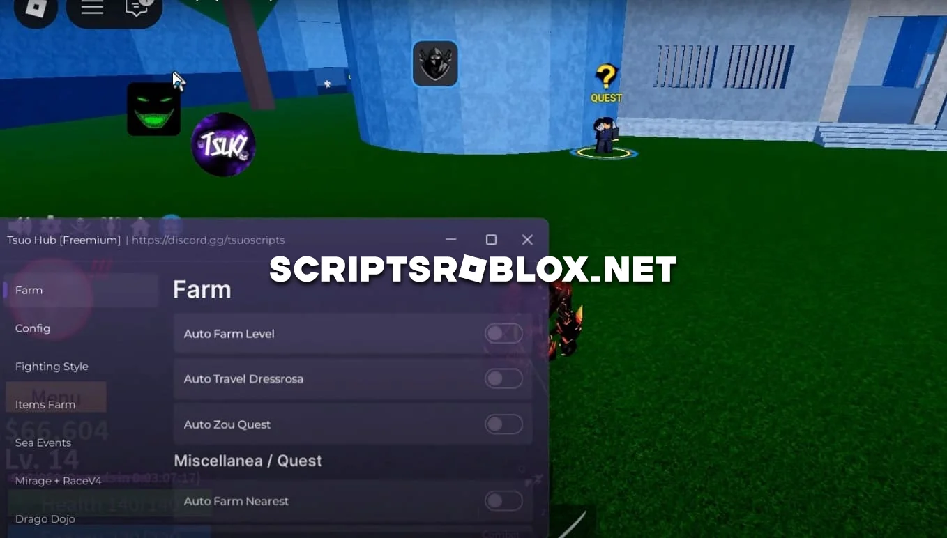 Blox Fruits Script (Tsuo Hub) - Auto Farm Level, Items Farm & More