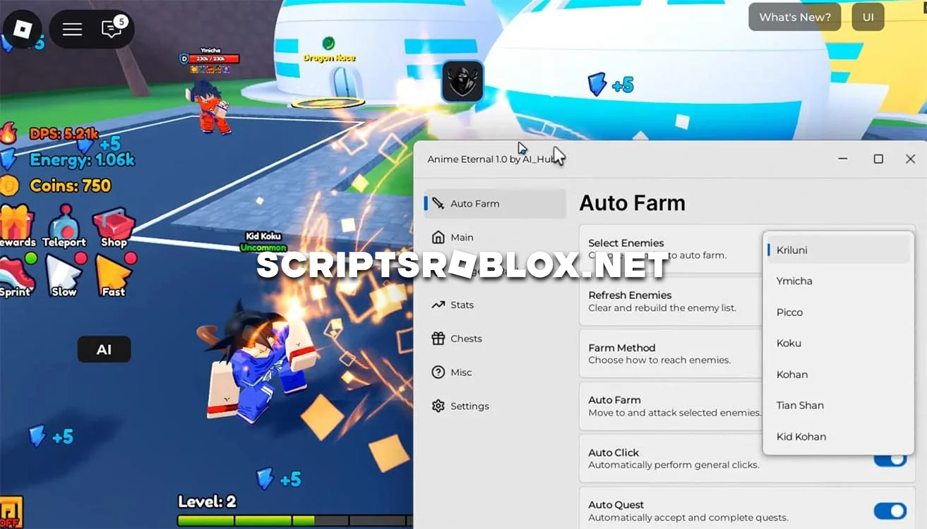 Anime Eternal Script: Auto Farm, Auto Click, Instant Kill & More