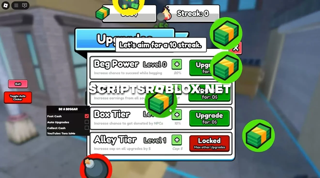 Roblox Be a Beggar Script - Auto Upgrades, Fast Cash & Collect Cash