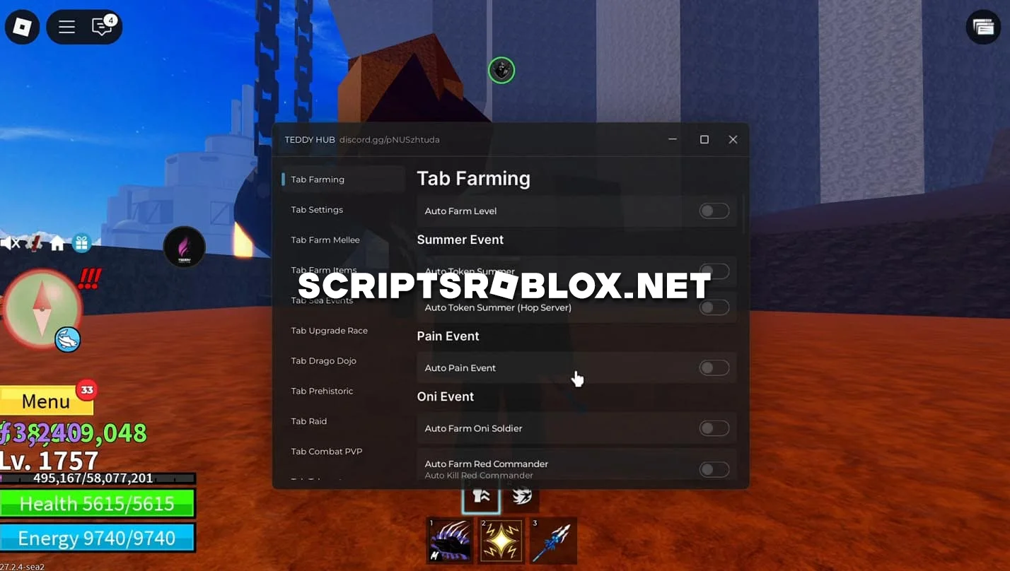 Blox Fruits Script – Teddy Hub | Auto Farm & Auto Raid (2025)