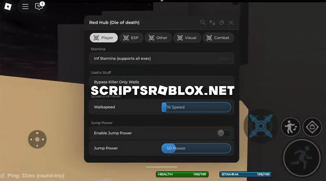 Die of Death Script - Infinite Stamina, Esp, Walk Speed & More