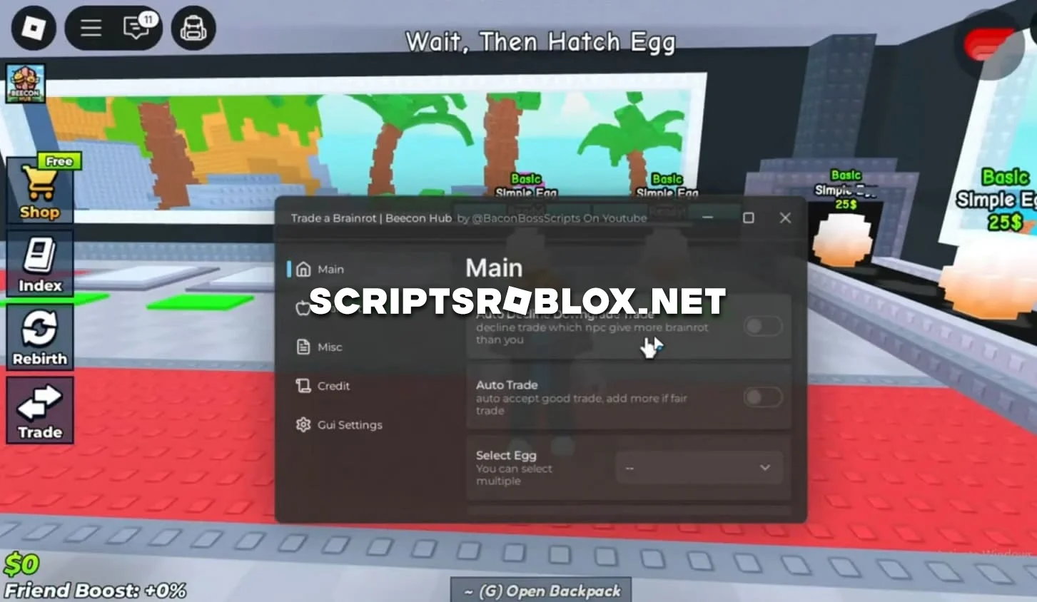 Trade a Brainrot Script - Auto Collect Cash, Auto Trade & More