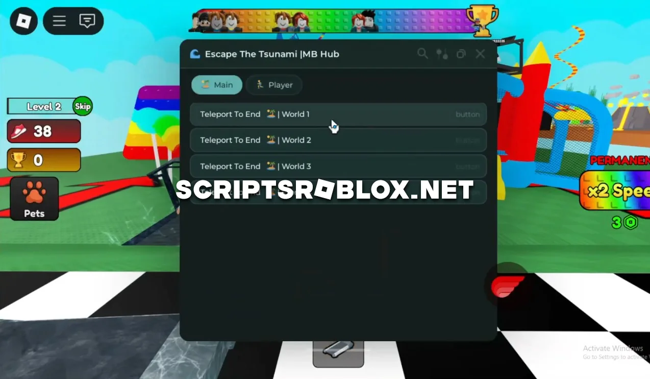 Escape The Tsunami Script - Auto Win, Teleports, Inifinte Jump & More