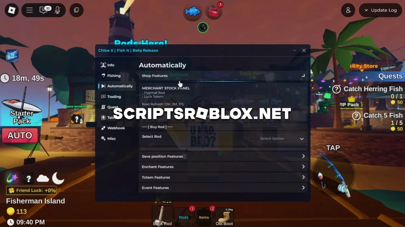 Fish It Script (Chloe X) - 10x Speed Fishing, Dupe Fish & More