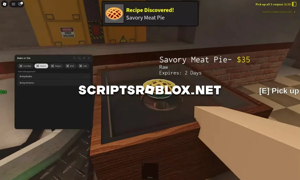 Roblox Bake or Die Script - Bring All Items, Kill Aura, ESP (NO KEY)