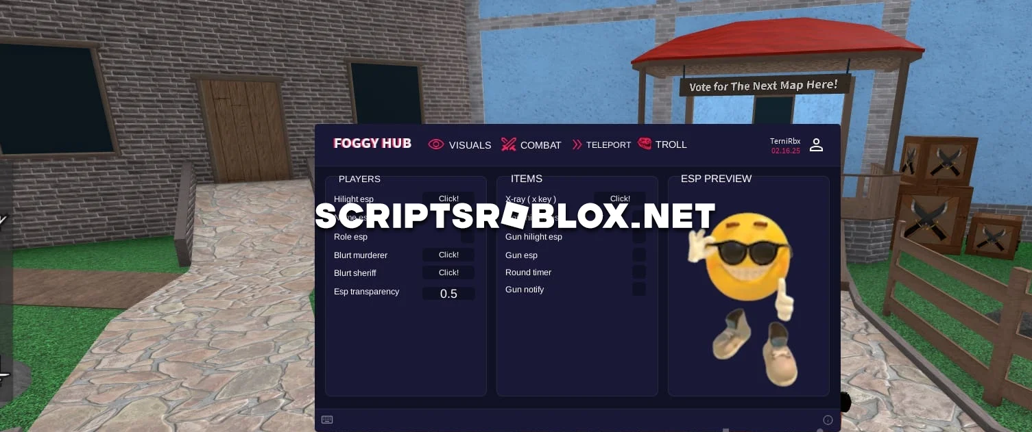MM2 Script (Foggy Hub) - Esp, Aimbot, Teleports & More