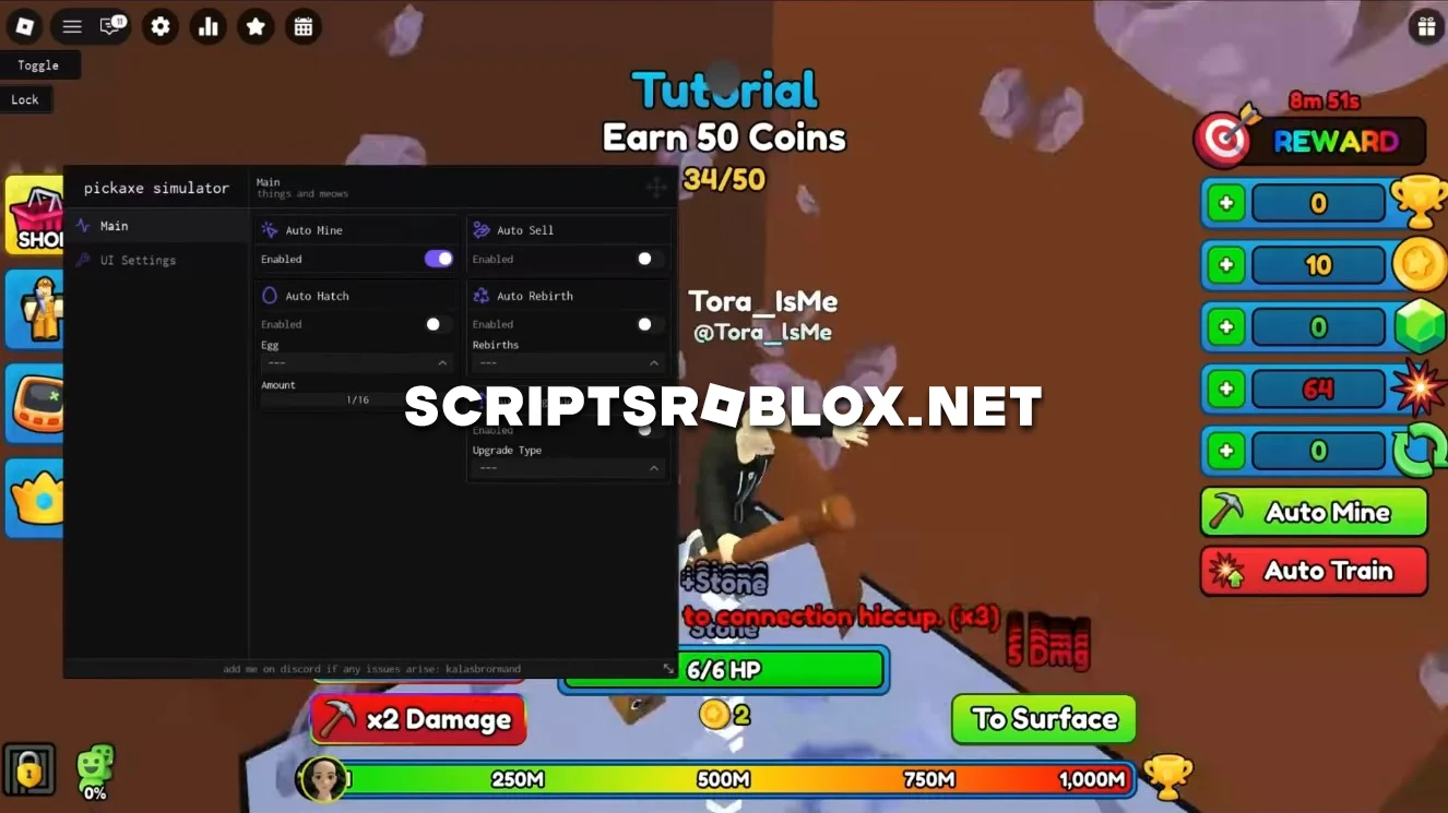 Pickaxe Simulator Script - Auto Farm, Auto Upgrades & More (NO KEY)