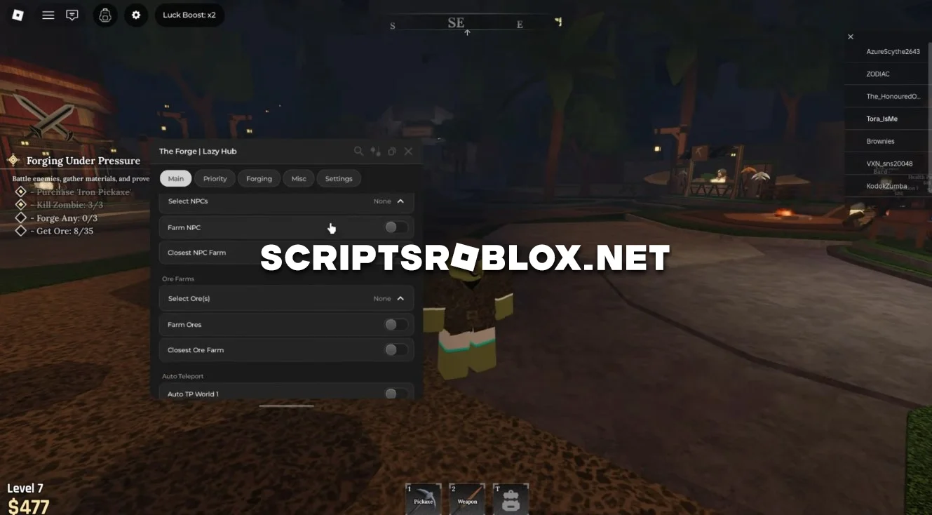 The Forge Script (Lazy Hub) - Auto Farm, Auto Parry & More (NO KEY)