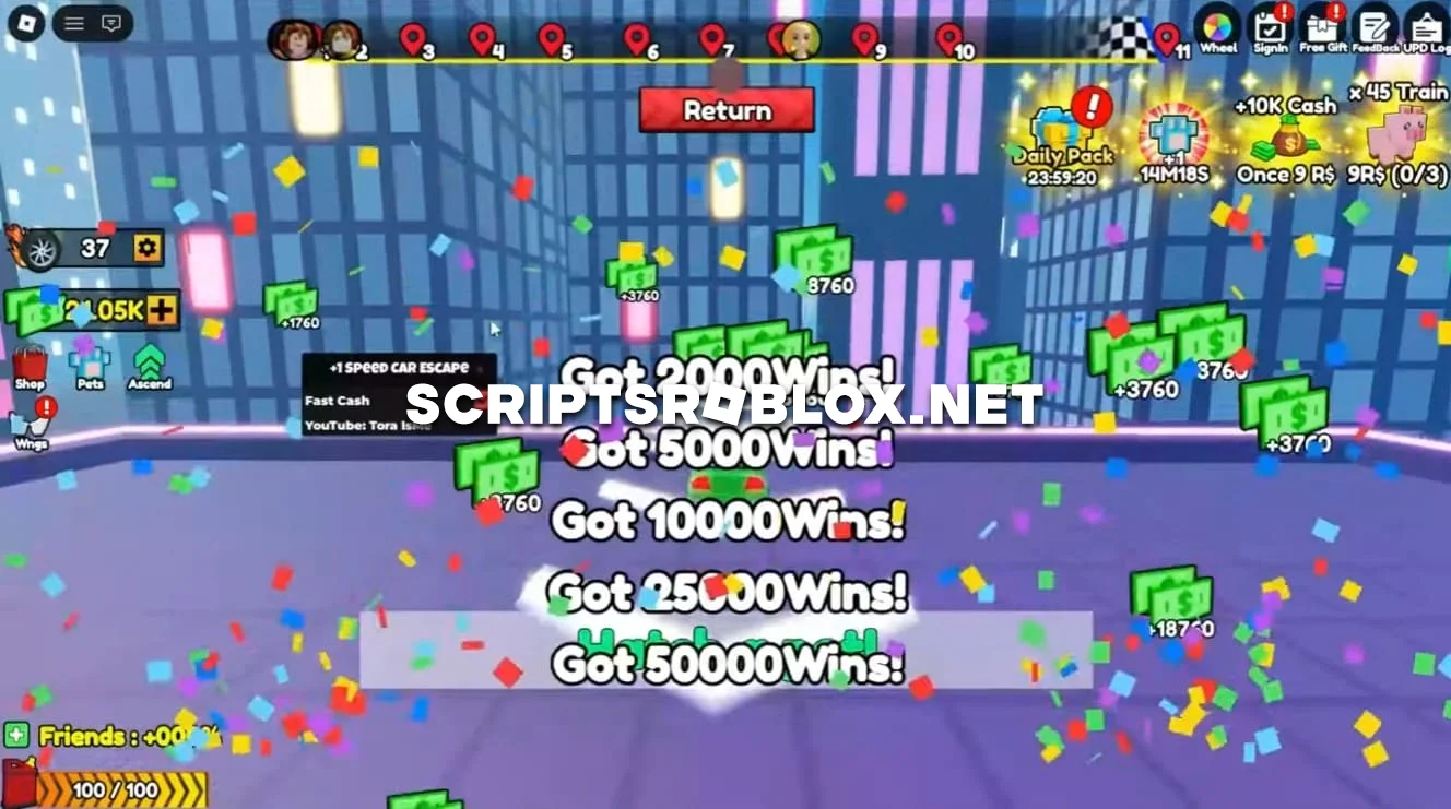 +1 Speed Car Escape Script - Auto Farm Cash