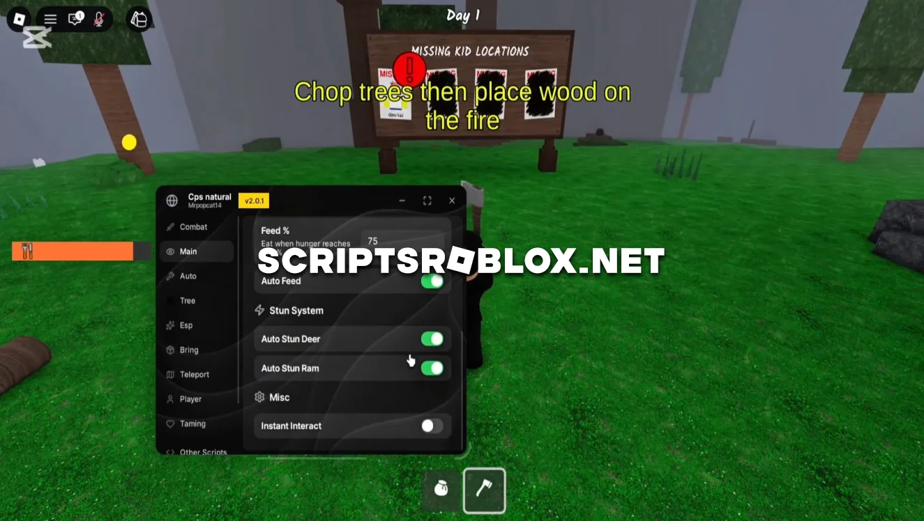 99 Nights in the Forest Script (Cps natural) - Auto Farm GUI