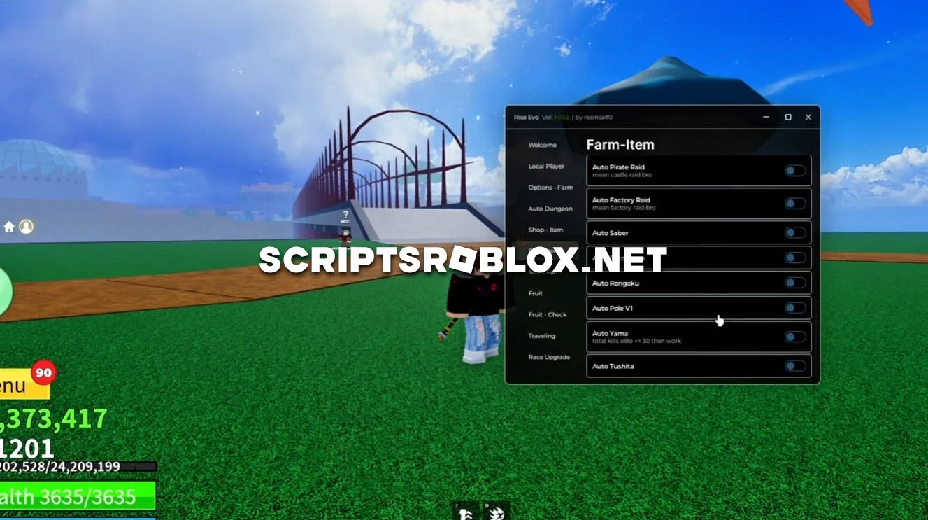 Blox Fruits Script Rise Evo - Fruit Sniper, Auto Farm & More