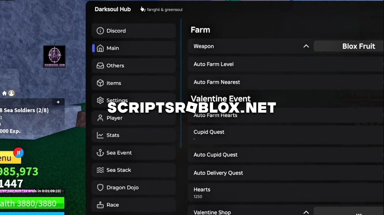 Blox Fruits Script (Darksoul Hub) - Auto Farm, Auto Boss & Free Fruit