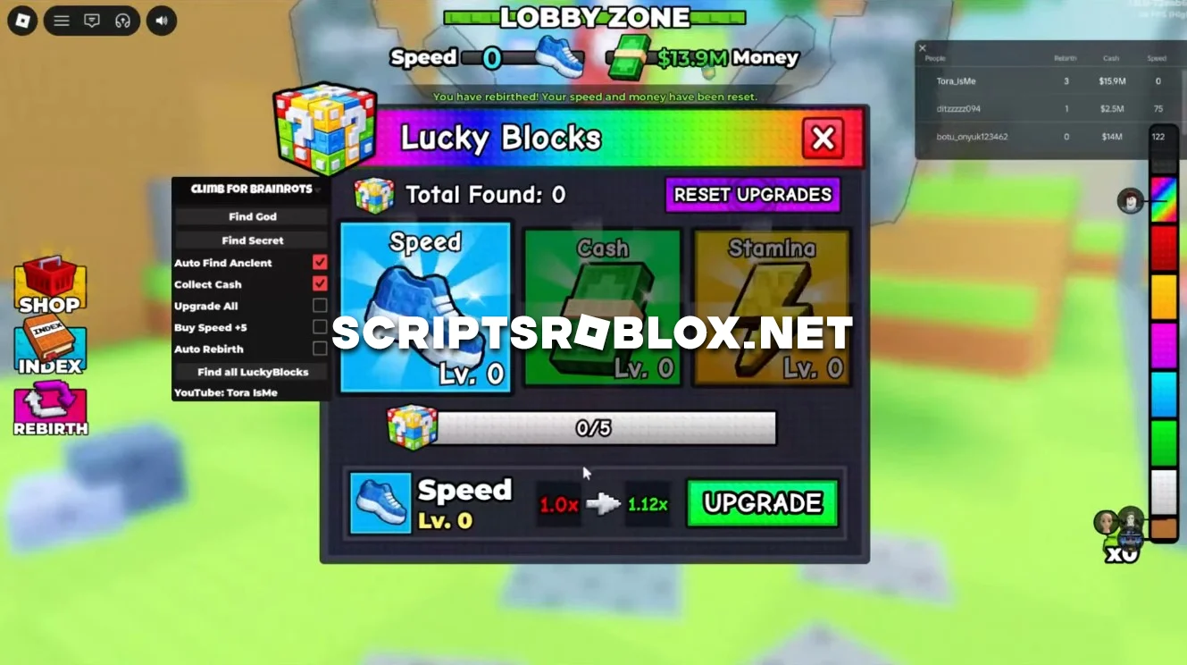 Climb For Brainrots Script - Auto Find Brainrots, Upgrade All & More