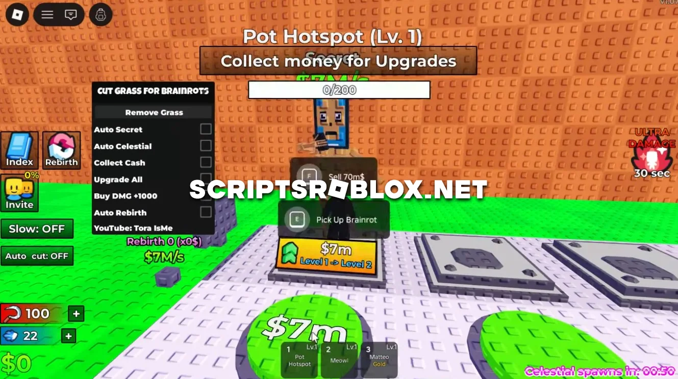 Cut Grass for Brainrots Script - Remove Grass, Upgrade All & More