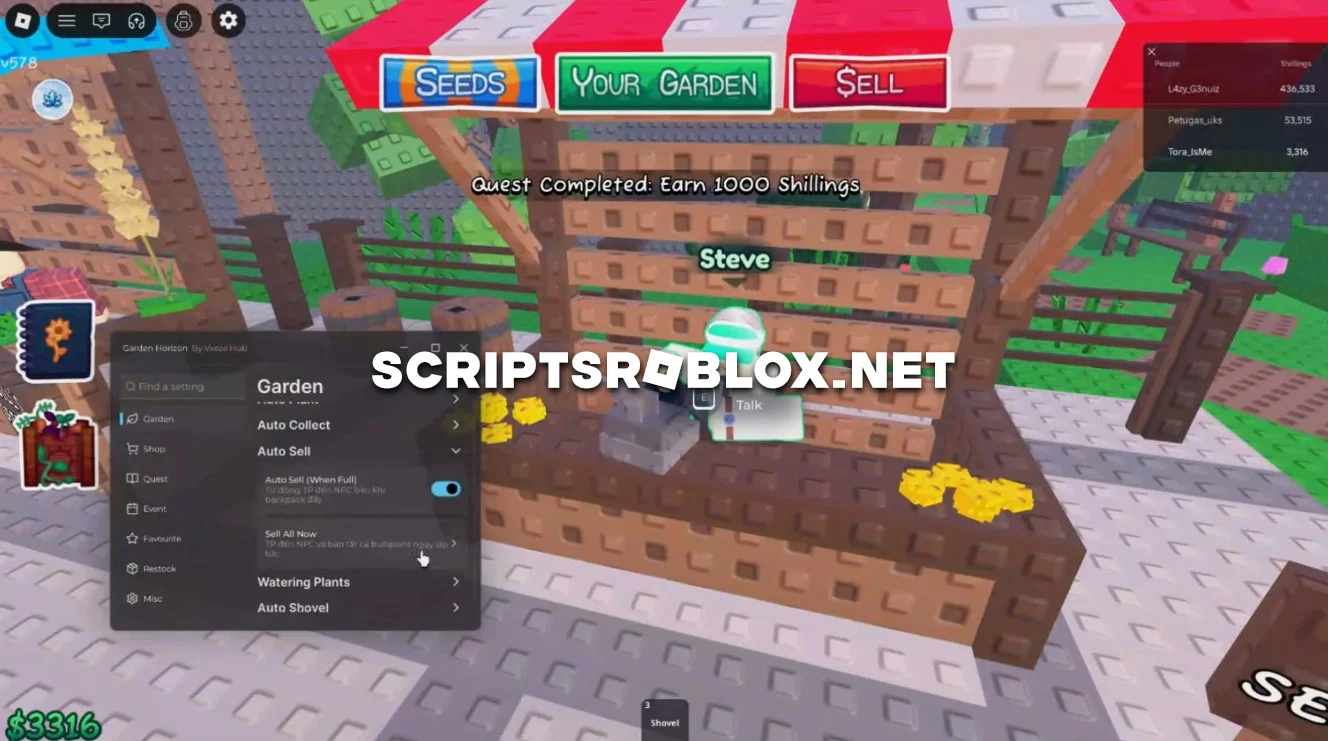 Garden Horizons Script (Vxeze Hub) - Full Auto Farm GUI
