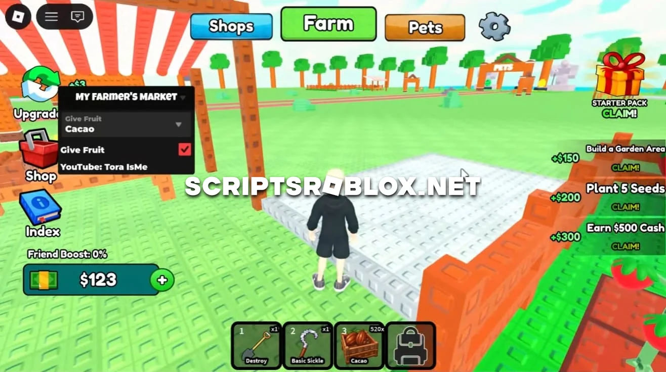 My Farmer's Market Script - Give Fruit & Infinite Cash (Keyless)