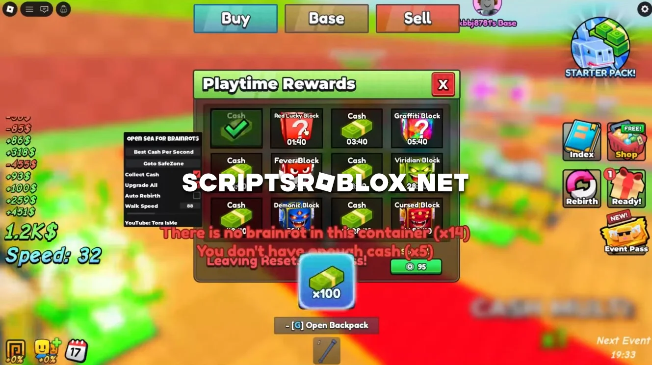 Open Sea For Brainrots Script - Auto Rebirth, Upgrade All & More