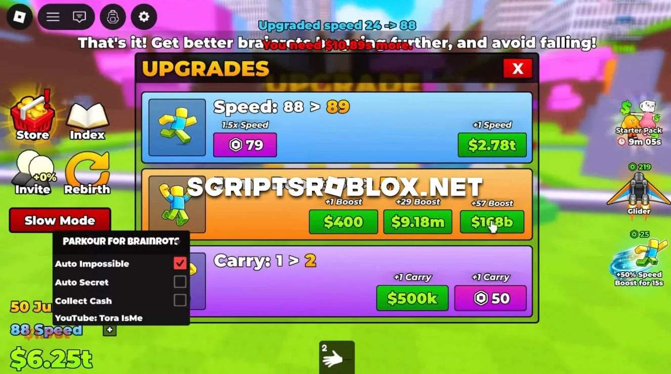 Parkour For Brainrots Script - Auto Impossible, Auto Secret & More