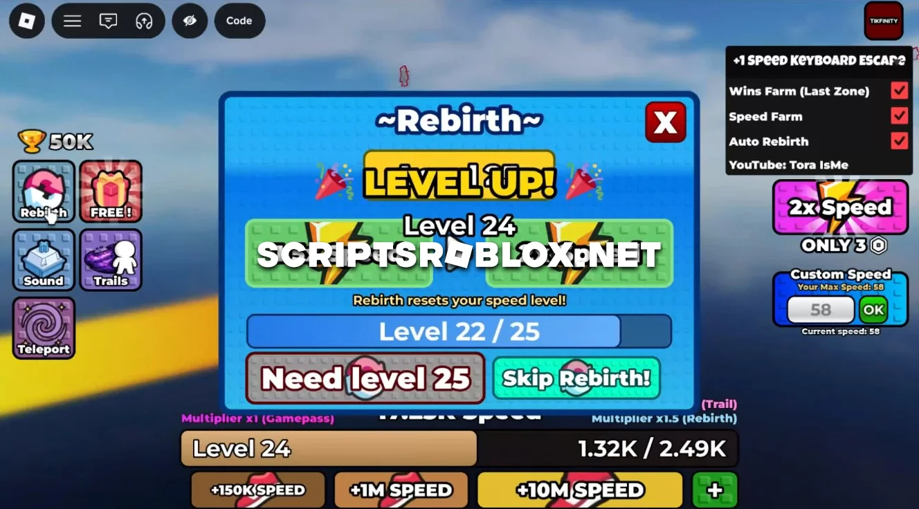 +1 Speed Keyboard Escape Script - Wins Farm, Speed Farm & More