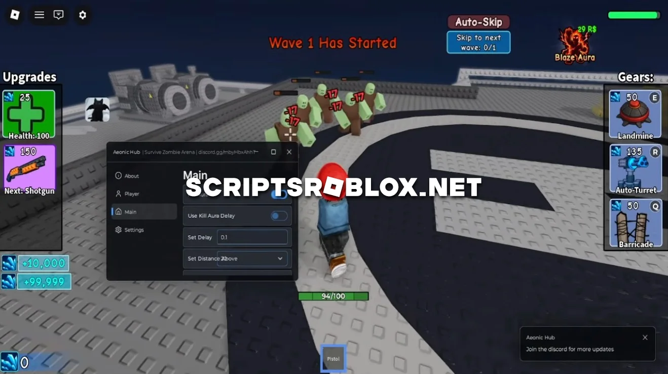 Survive Zombie Arena Script - Kill Aura, God Mode & Fly