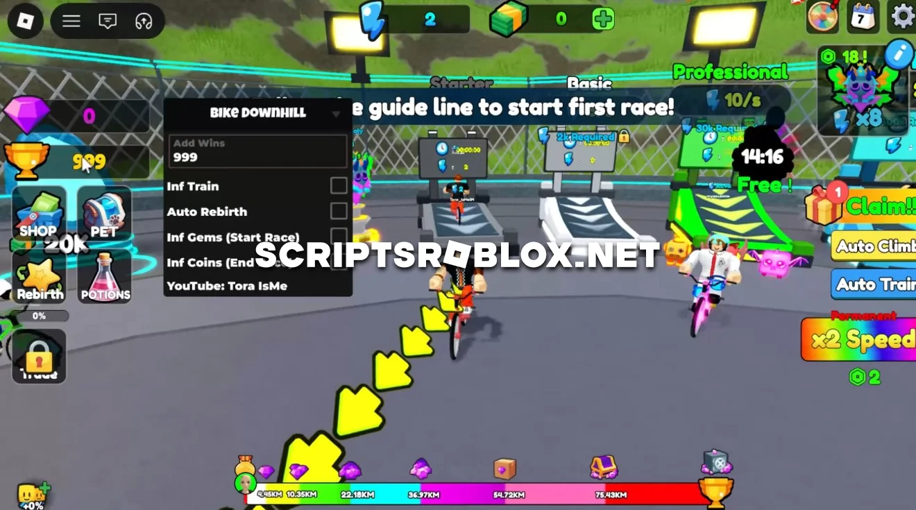 Roblox Bike Downhill Script - Infinite Cash, Wins & Train