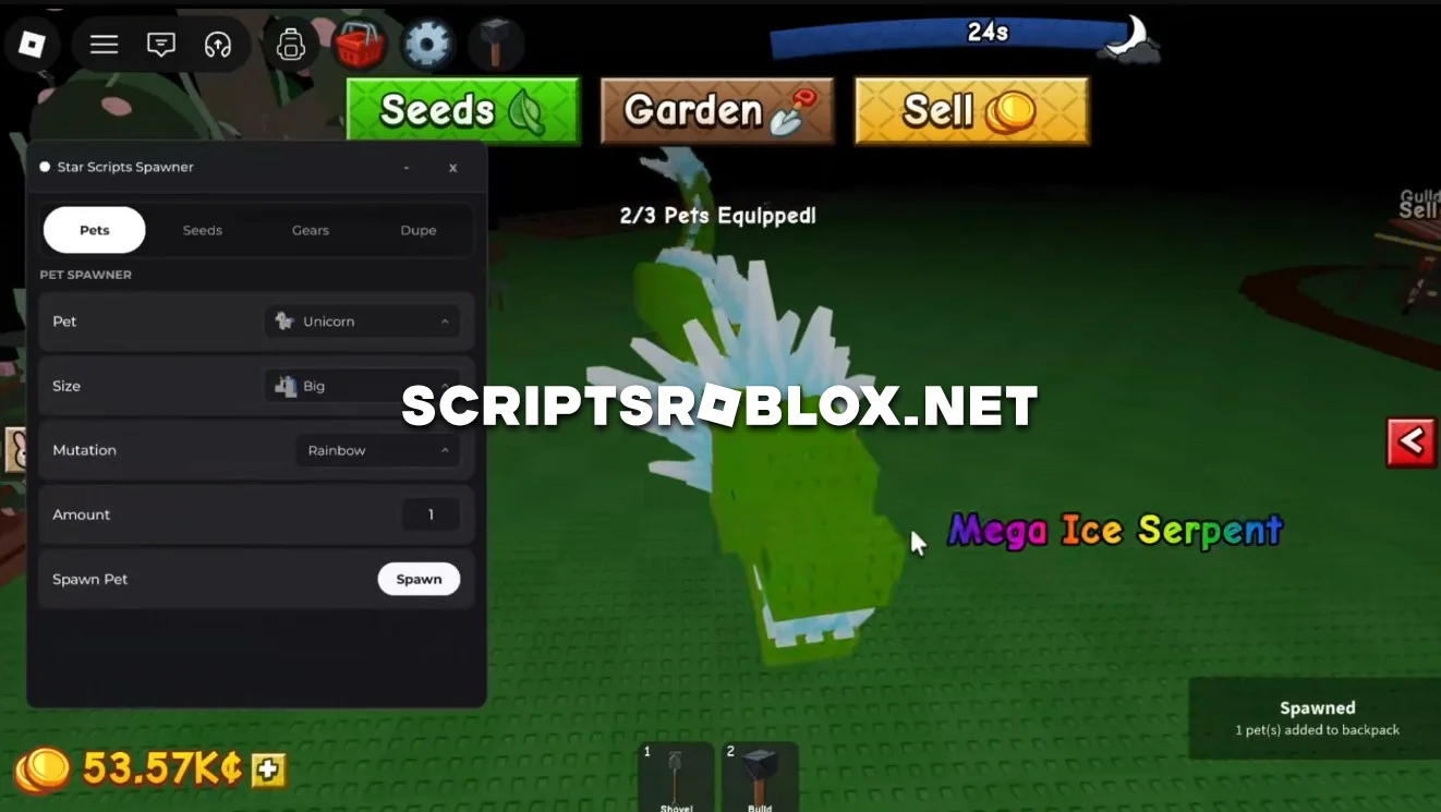 Grow a Garden 2 Script - Spawn Pets, Spawn Seeds & Dupe (Visual)