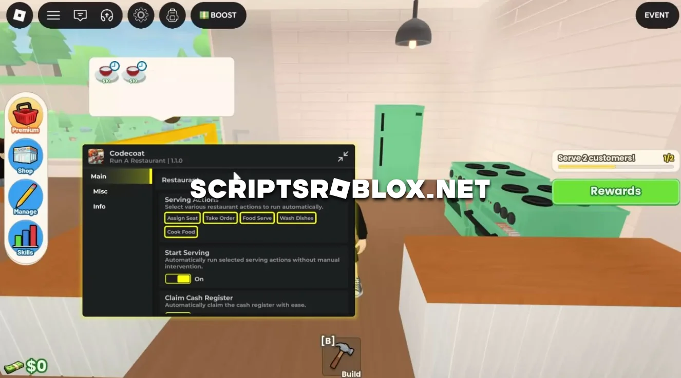 Roblox Run a Restaurant Script - Auto Farm GUI
